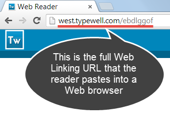The reader URL is highlighted, \\(