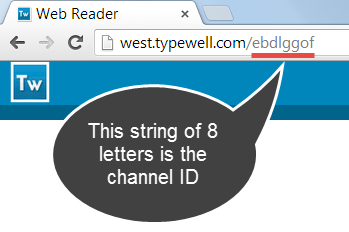 The channel ID is underlined in the reader URL