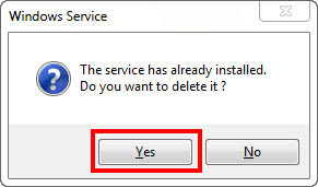 Pop-up asking to delete service