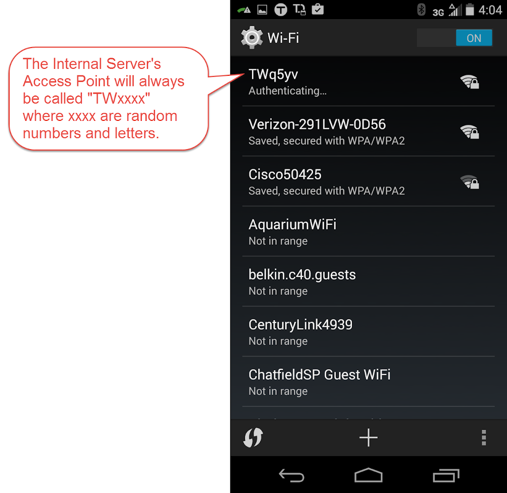 Screenshot of android smartphone WiFi chooser