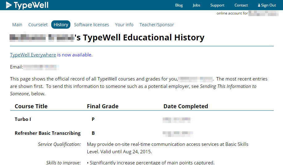 Screenshot of the Educational History page. The header reads, 